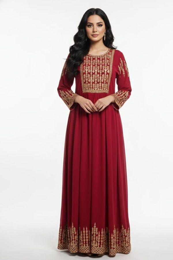 Red Georgette Anarkali Suit With Dupatta
