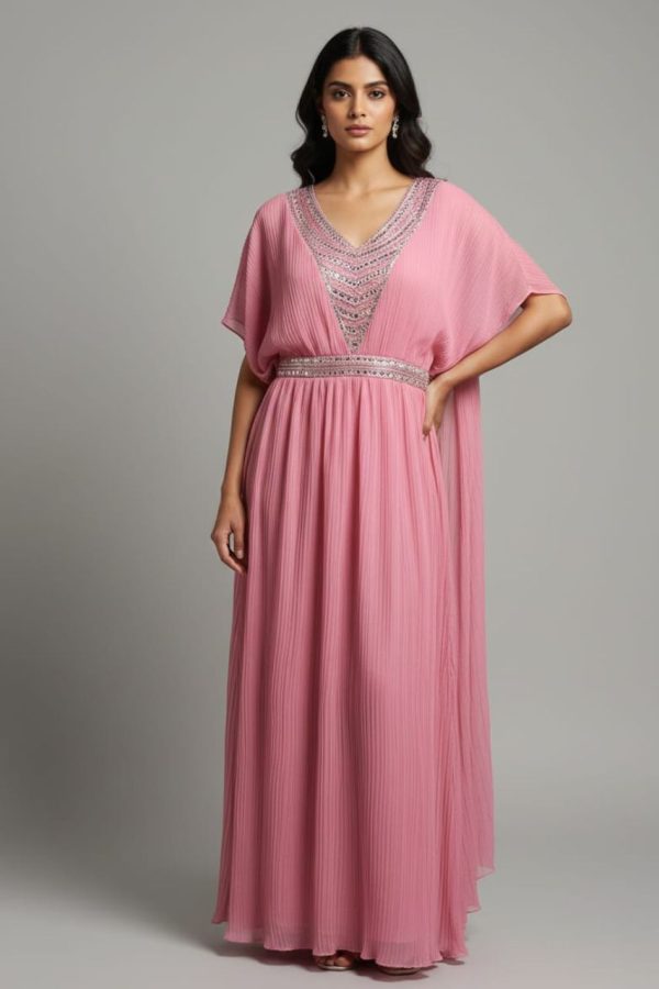 Baby Pink Gown With Attached Dupatta