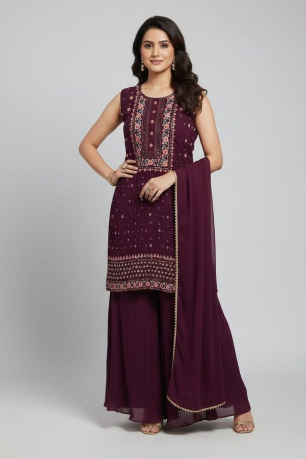 Violet Sharara Set With Dupatta