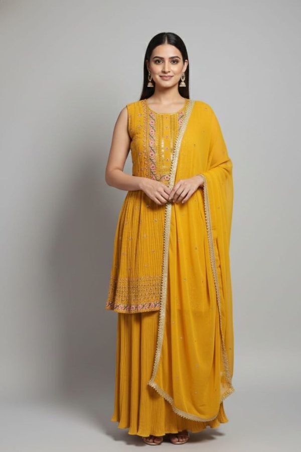 Mustard Yellow Sharara Set With Dupatta