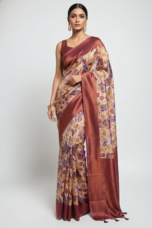 Soft Silk Kalamkari Digital Print Saree