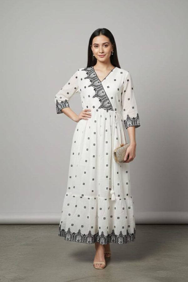 Women's Embroidery Mul Chanderi Gown