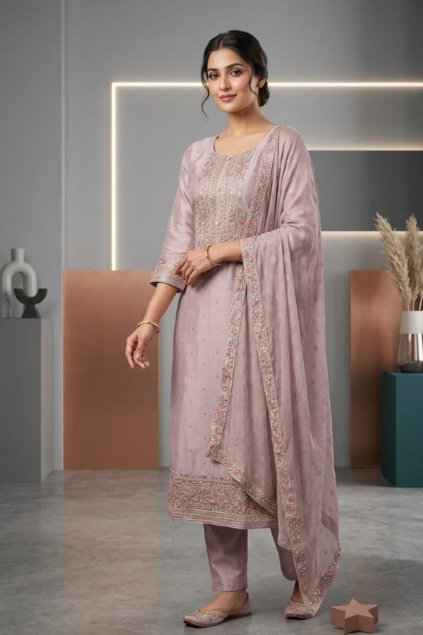 Mauve Or Dusty Rose Salwar Suit Set