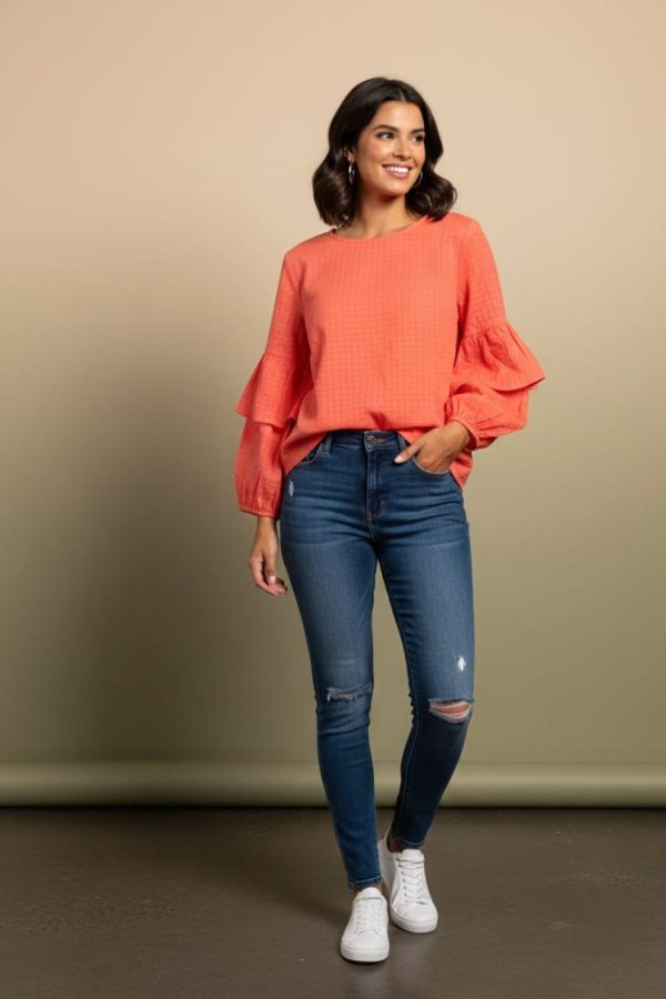 Orange Color Cotton Top