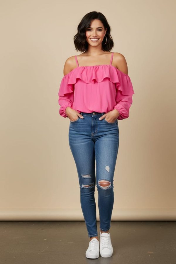 Rani Pink Off Shoulder Top
