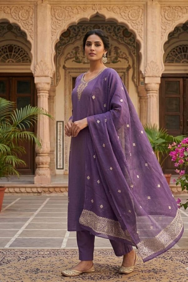 Violet Color Soft Silk Salwar Set With Dupatta