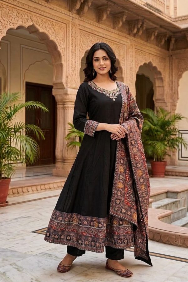 Black Anarkali Suit Set with Dupatta