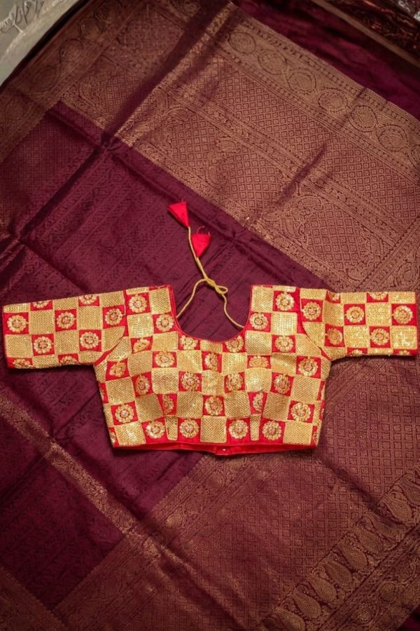 Red Embroidery Readymade Blouse