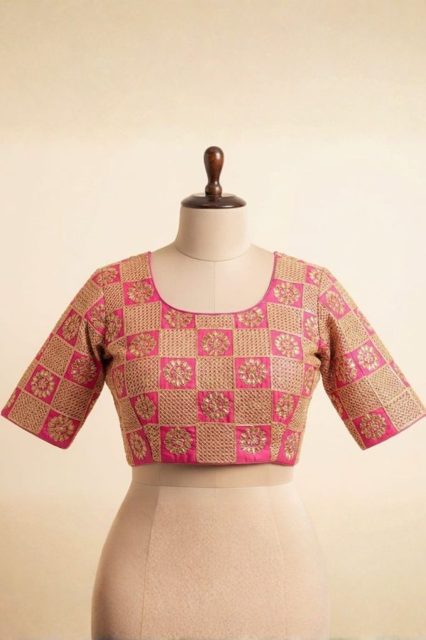 Magenta Embroidery Readymade Blouse