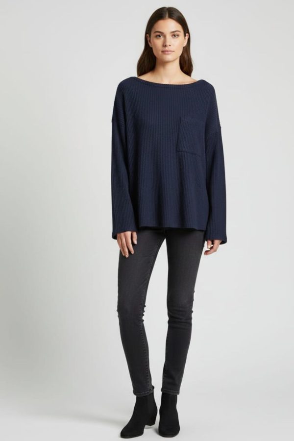 Navy Blue Boatneck Sweater