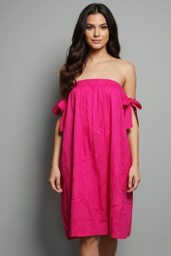 Fuchsia Off Shoulder Pretty Dress