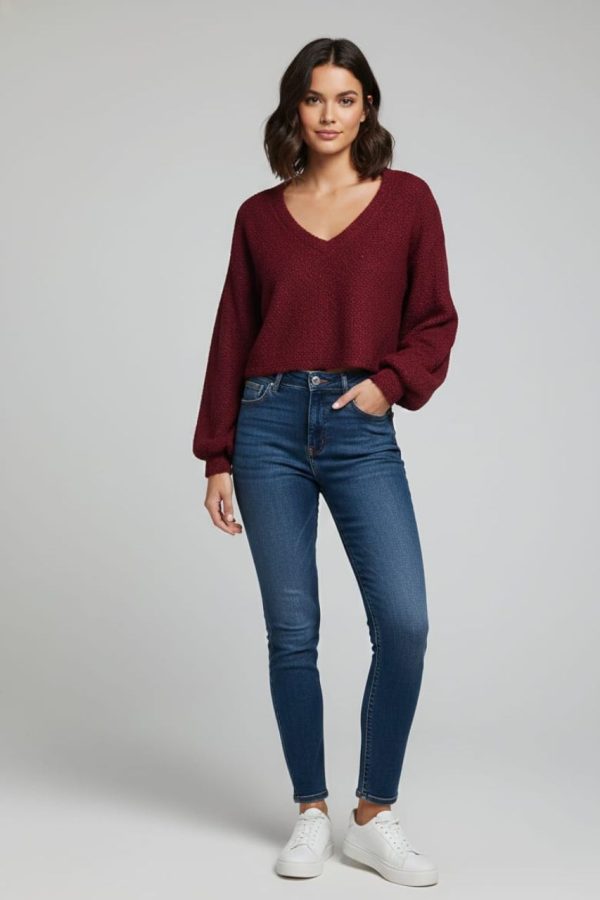 Burgundy V- Neck Sweater