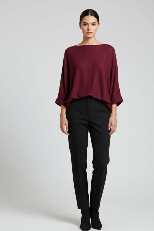 Burgundy Boat Neck Sweater