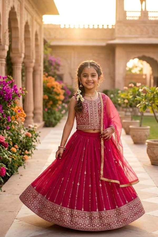 Fuschia Lehenga Choli With Dupatta