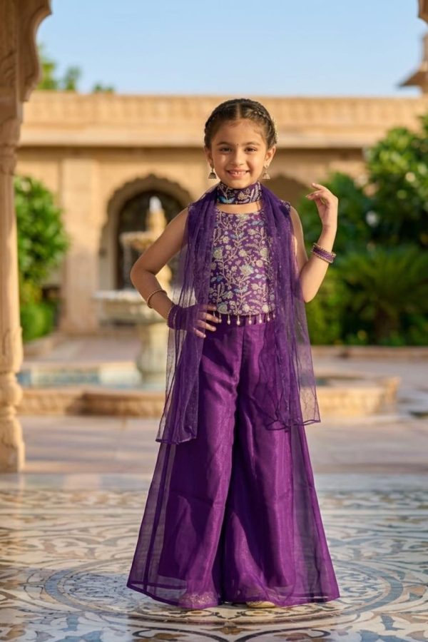 Purple Shade Palazzo Suit Set