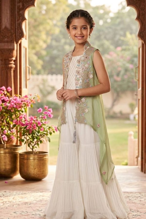 White Palazzo Set With Jacket