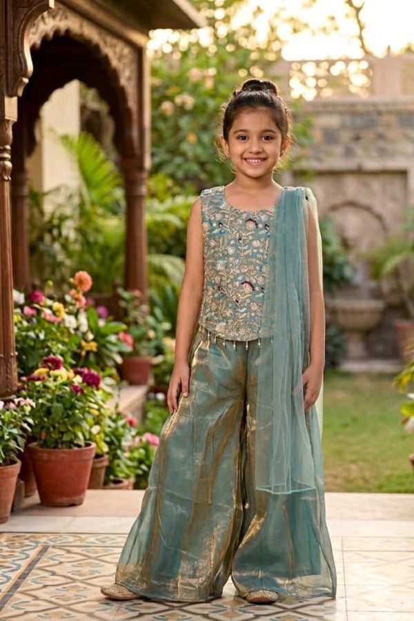Light Teal Shade Palazzo Suit Set