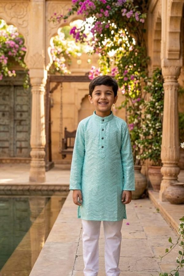 Turquiose Embroidery Kurta Pant Set