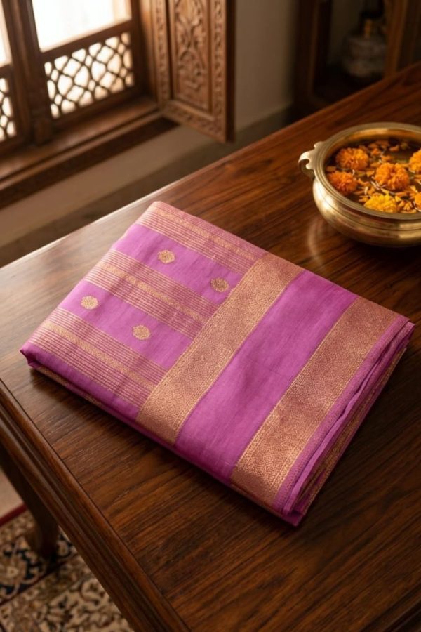 Purple Zari Woven Banarasi Georgette Saree