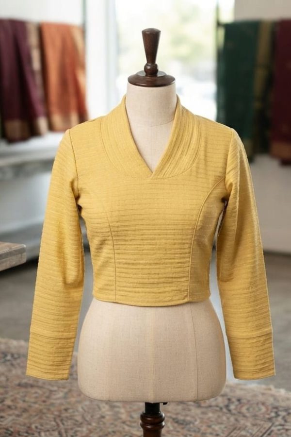 Golden Full Sleeve Stretchable Blouse