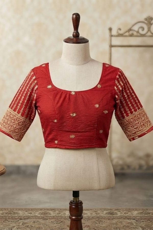 Red Embroidery Stretchable Blouse