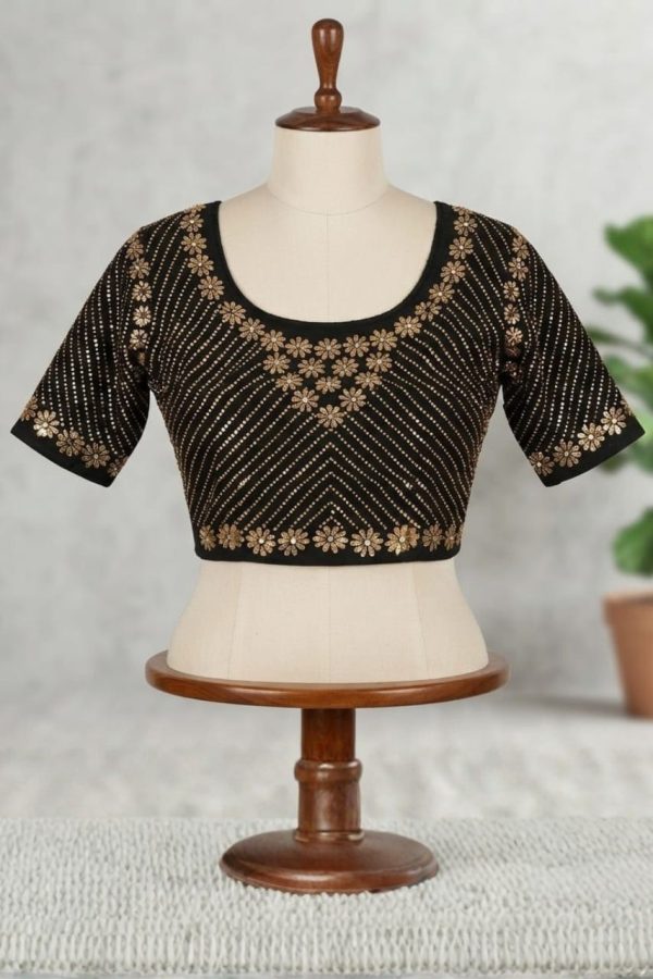 Black Floral Print Stretchable Blouse