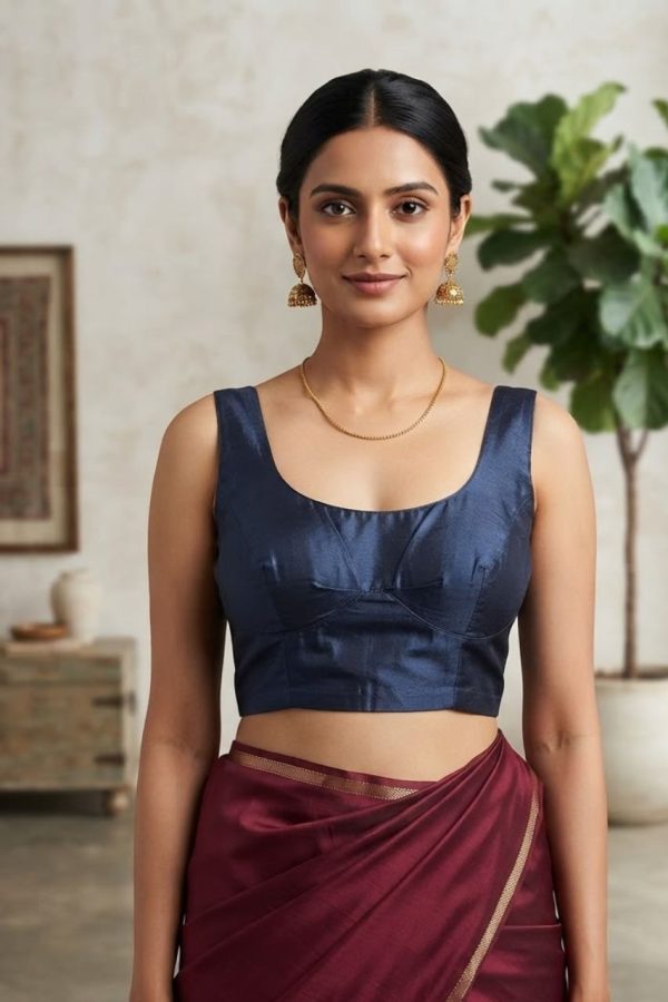 Navy Blue Readymade Blouse