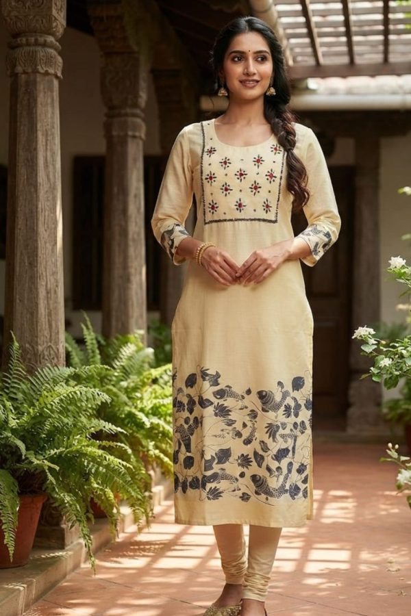 Tissue Silk Handwork & Print Kurti