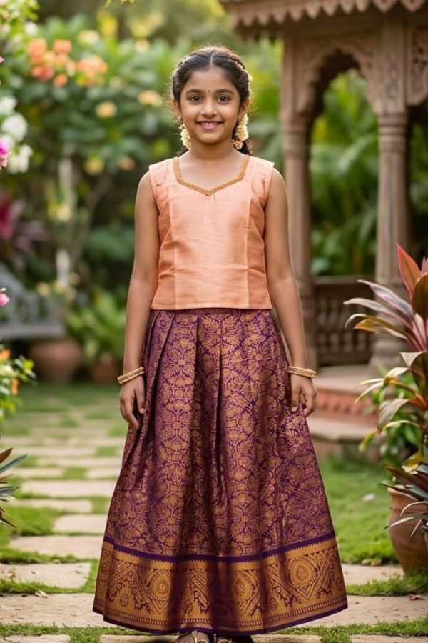Copper & Burgundy Shade Pattupavada