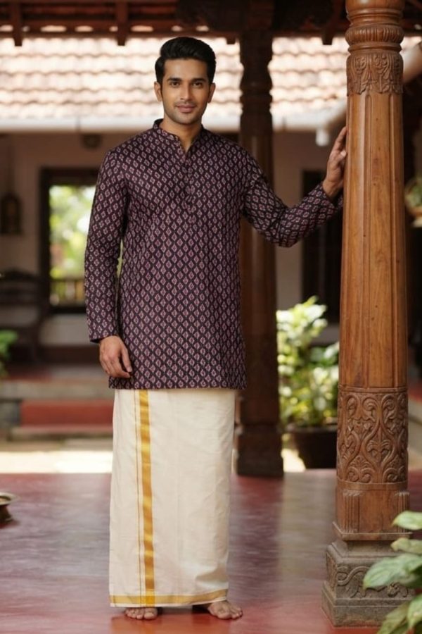Brown Ajrakh Print Short Kurta