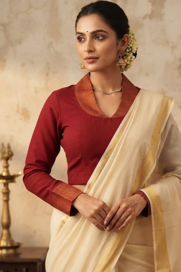 Burgundy Collar Style Blouse