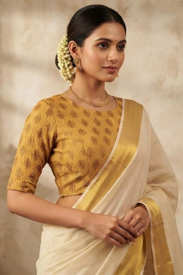 Golden Stretchable Readymade Blouse