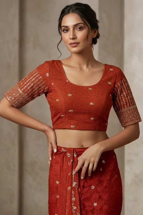 Burnt Orange Stretchable Blouse