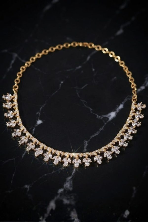 White Stone Raindrop Necklace