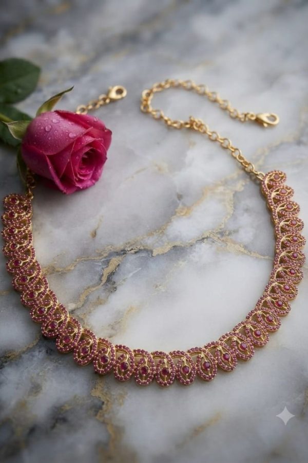 Rani Pink Stone Gold Necklace
