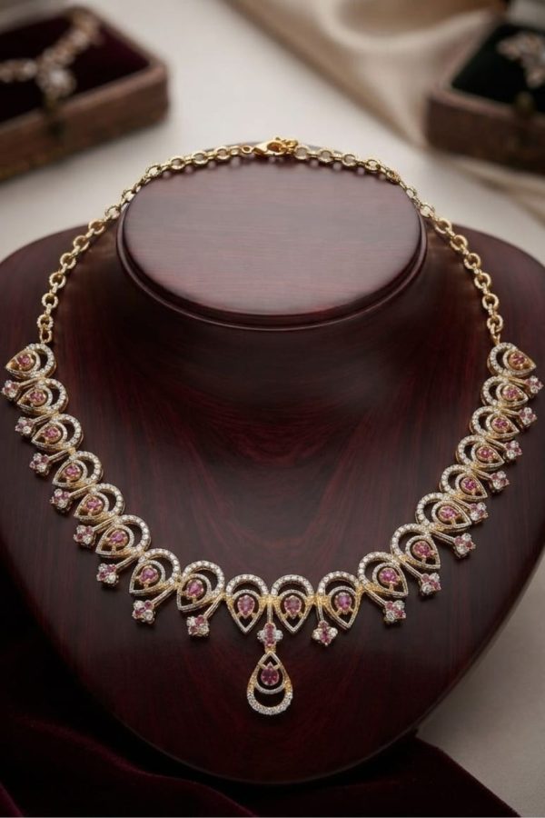 Pink & White Stone Necklace