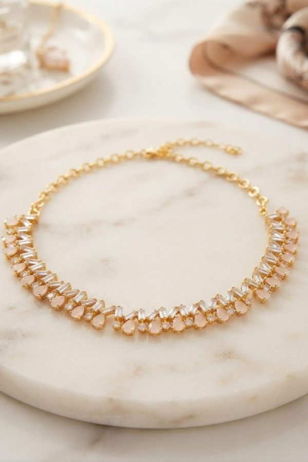Pink Zigzag Raindrop Necklace
