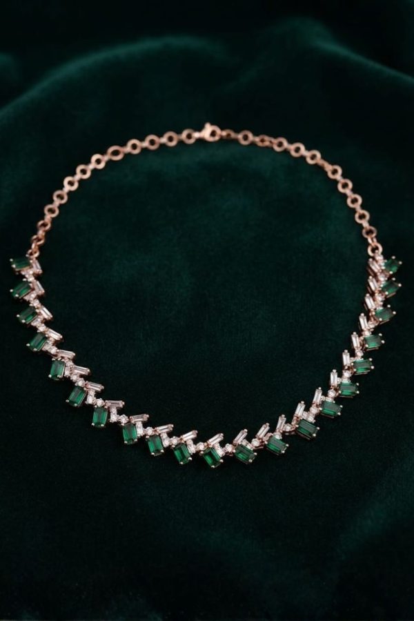 Rose Gold Necklace In Green