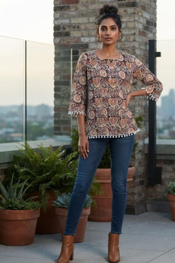 Black With Multicolor Print Kurta