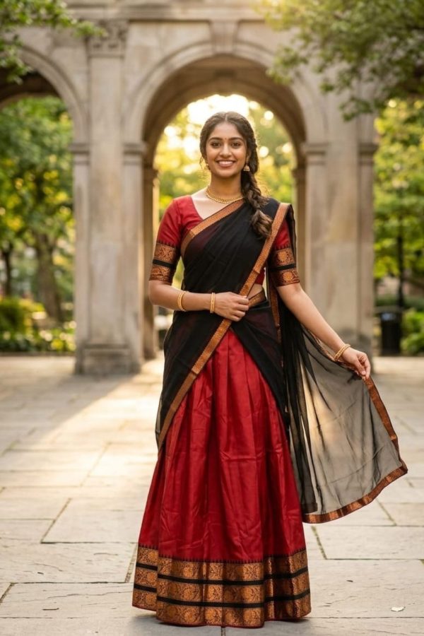 Red & Black Dhavani Set