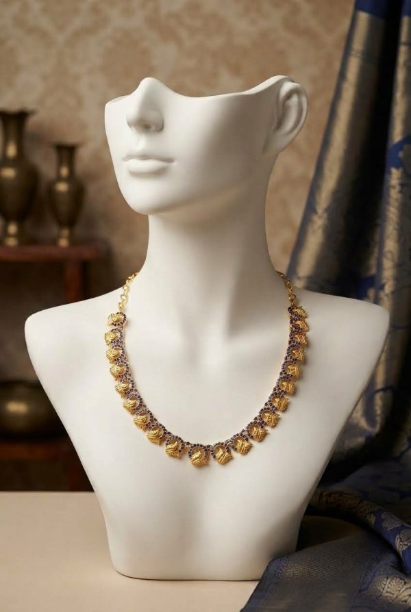 Gold Plated Navy Blue Necklace