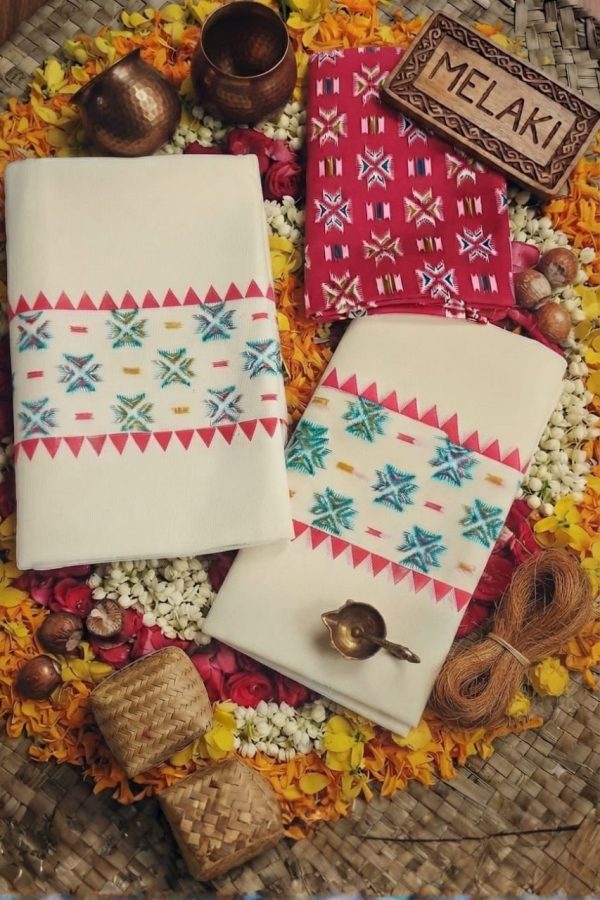 Rani Pink Cotton Set Mundu With Digital Print