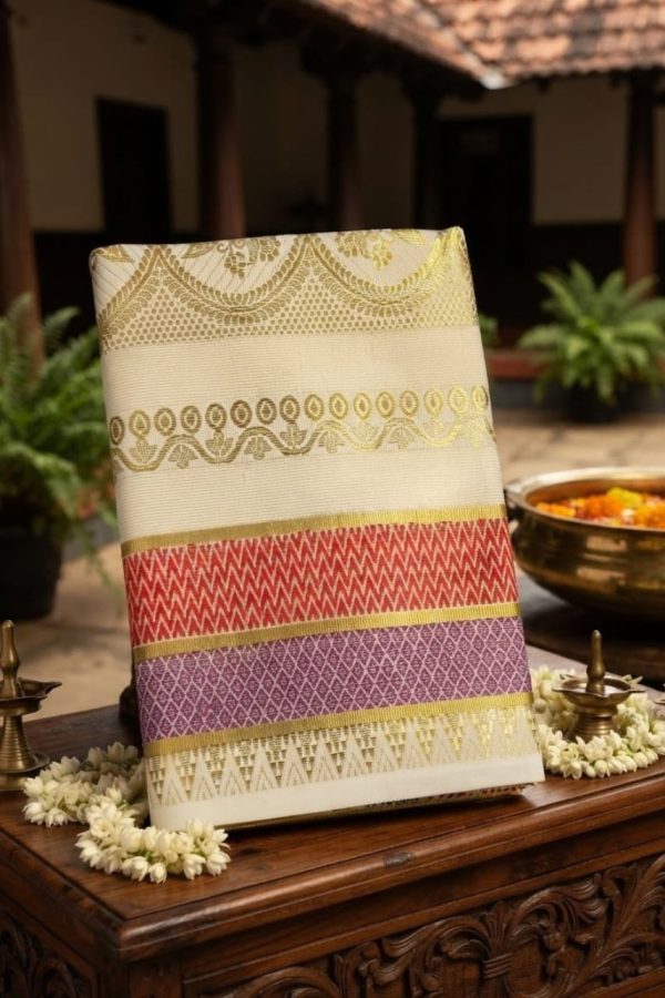 Golden Zari Soft Cotton Set Saree With Embroidery Work