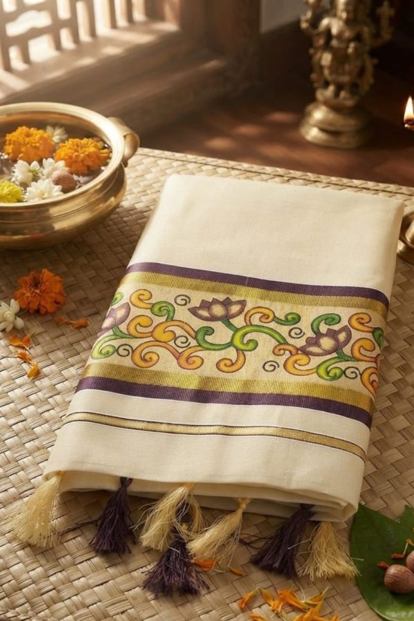 Coffee Brown & Golden Tissue Silk Set Saree With Tassels