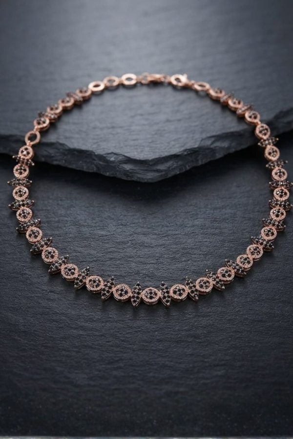 Black Stone Rose Gold Necklace