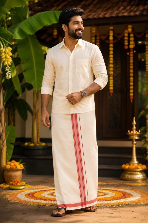 Red Shade Men's Mundu