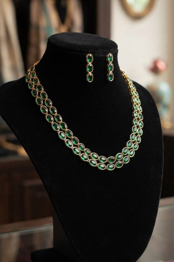 Double layered Emerald Green Necklace set