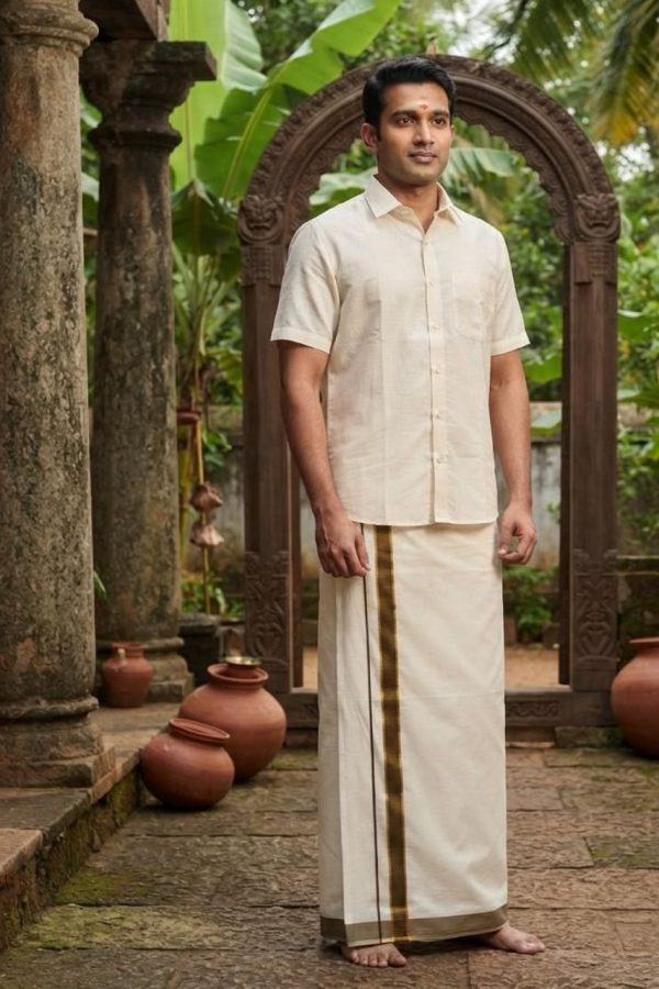 Coffee Brown Cotton Men's Mundu