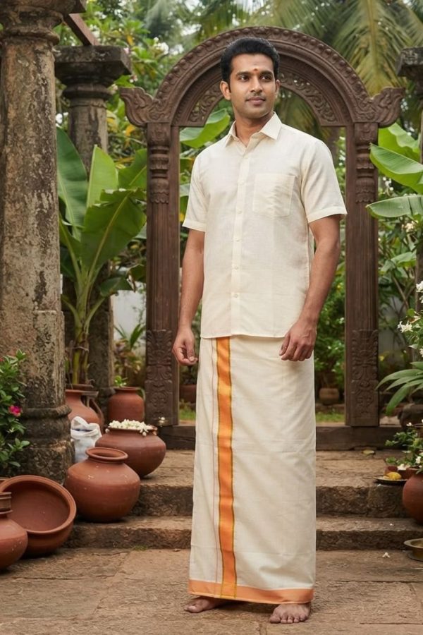 Orange Shade Cotton Mundu
