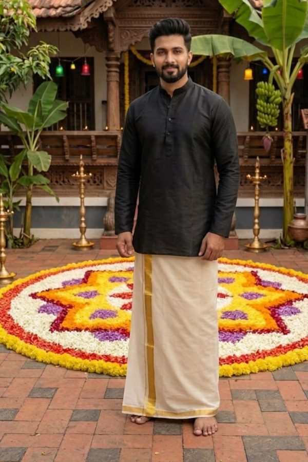 Golden Border Mens Mundu